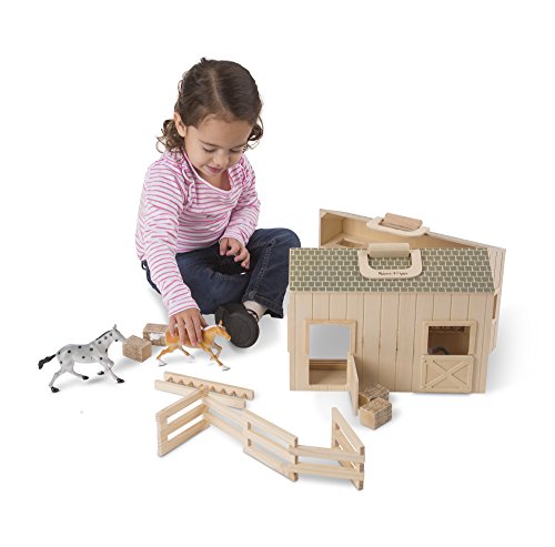 Melissa & Doug- Fold & Go Stable Muñecos cabezones (13704)