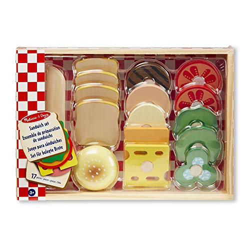 Melissa & Doug - Juego de madera para hacer sándwiches (10513) , Modelos/colores Surtidos, 1 Unidad