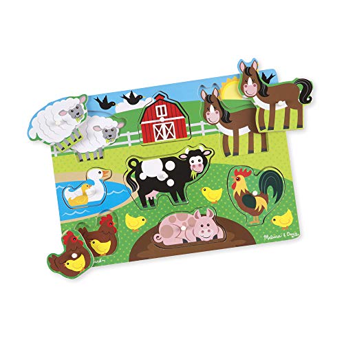 Melissa & Doug Rompecabezas De Encastre De Madera - Animales De Granja, 2-4 años, Regalo para niñas y niños