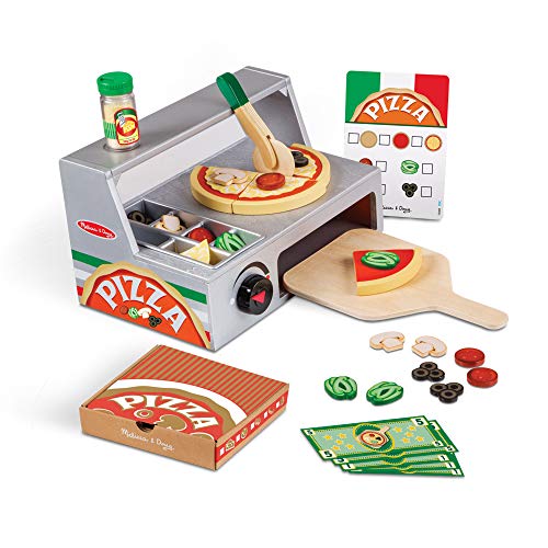 Melissa & Doug Set Mostrador de Pizzeria para jugar a armar y a hornear la pizza!  |Juego simbólico para niños| Juego de comida| 3+ años