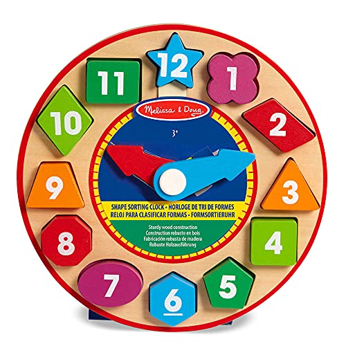 Melissa & Doug- Shape Sorting Clock Juego Educativo para Enseñar Contar el Tiempo, 3-6 Años, Multicolor (18593)