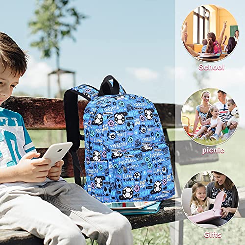 Menzee Mochilas Escolares Para Niños Mochila De Fútbol Mochila de Escuela Primaria Ligera Resistente al Agua Con Bolsa De Almuerzo y Estuche Para lápices Mochila Para Niños 3 en 1 Mochila informal