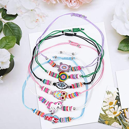 MEOWMEE 48 Piezas Pulsera Amistad Niña Anillos Niñas Ajustables Anillos para niños Joyas Pulseras de la Amistad de los Niños Pulseras y Anillos de Animal Joyería Niña Regalo de Cumpleaños de Fiesta