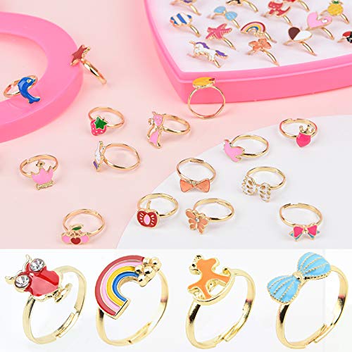 MEOWMEE 48 Piezas Pulsera Amistad Niña Anillos Niñas Ajustables Anillos para niños Joyas Pulseras de la Amistad de los Niños Pulseras y Anillos de Animal Joyería Niña Regalo de Cumpleaños de Fiesta