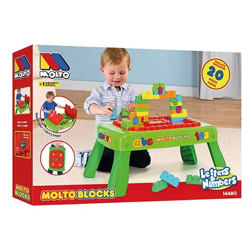 Mesa de Bloques Plegable con 20 Molto Blocks para Construir (Verde)