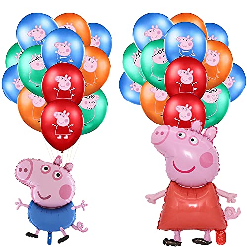 MEZHEN Globos para Fiesta Globos Cumpleaños Decoracion Pig Globos de Latex Foil para Fiesta de Cumpleaños Baby Shower Niña Niño 26 Piezas