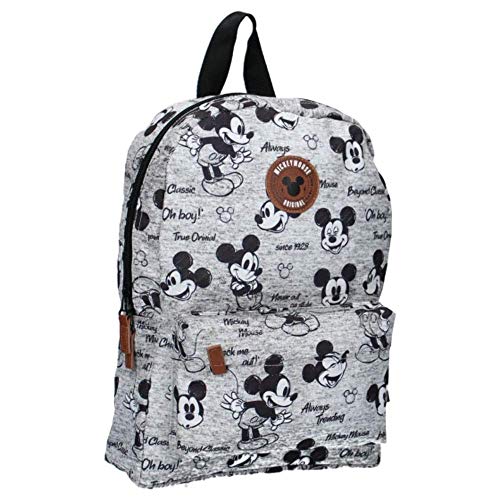 Mickey Mouse Never Out of Style | Mochila, con una imagen de tu héroe favorito | Ideal para los jóvenes aventureros | Gris - Talla Única