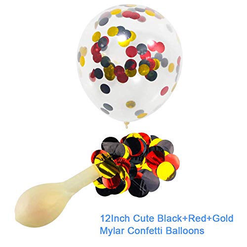 Mickey Party Globos 40 Pack,12 pulgadas Globos de látex Rojo Negro Amarillo Color Confetti Balloons Kit para Baby Shower Mickey Theme Party Supplies Suministros para fiestas de cumpleaños Decoraciones