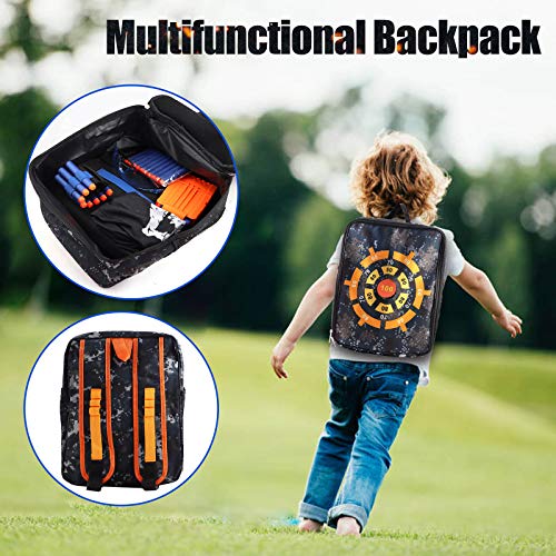 Migaven Chaleco Táctico para Niños, Traje de Chaqueta y Mochila Multifuncional para Nerf Elite Series Toy Gun N-Strike con Clip de Bala Pulsera Suave Paño de Calavera Gafas Niños