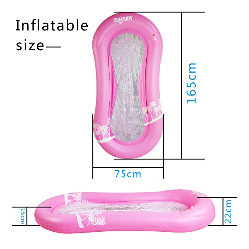 MiiDD Colchoneta Piscina,Hamaca Flotante Piscina,Hinchable Colchón Tumbona,Inflable Flotador con eposacabezas y Red