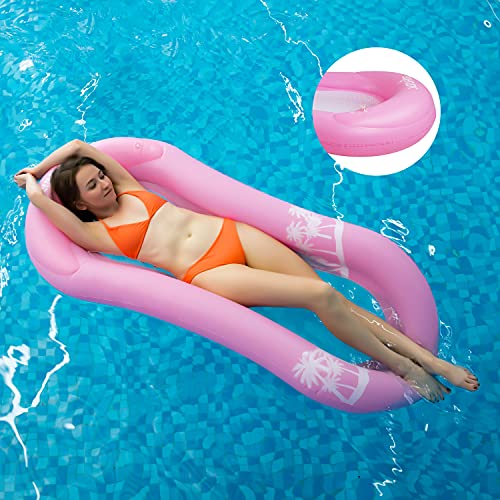 MiiDD Colchoneta Piscina,Hamaca Flotante Piscina,Hinchable Colchón Tumbona,Inflable Flotador con eposacabezas y Red