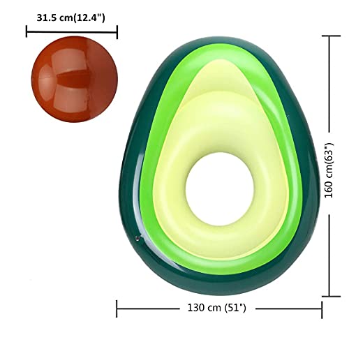 MiiDD Inflable Flotador del Aguacate,Flotador Hinchable Juguete Flotante Barco Inflación para Piscina,Playa Flotación para Adultos Niños Juguetes(Aguacate，160 * 130 * 40 cm)