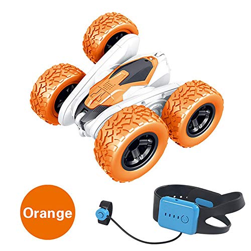 MikeyBee Control de Gestos Coche de Juguete Control Remoto Coche de Acrobacias Inducción de Gestos Torcer Vehículo Todoterreno(Naranja)