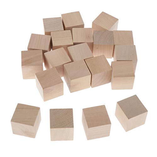 Milageto 20 Dados de Madera Caras en Blanco para Juguetes para Niños Juego Dados Cuadrados de Seis Lados de 30 Mm