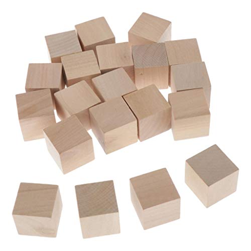 Milageto 20 Dados de Madera Caras en Blanco para Juguetes para Niños Juego Dados Cuadrados de Seis Lados de 30 Mm