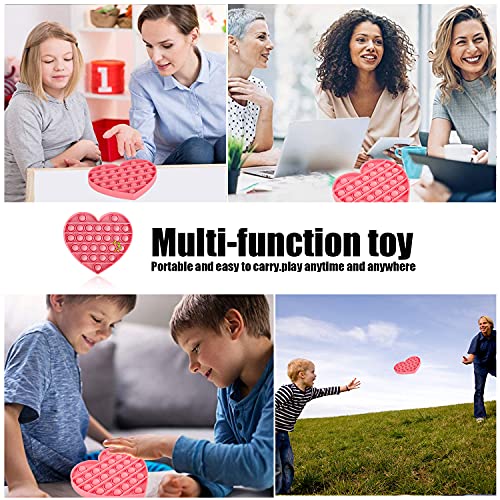 MILESTAR Fidget Toys Push Bubble Pop It Juguete sensorial, Juguete para aliviar el estrés, Silicona Simple hoyuelo Fidgets Popper para niños y Adultos (corazón Rosa)