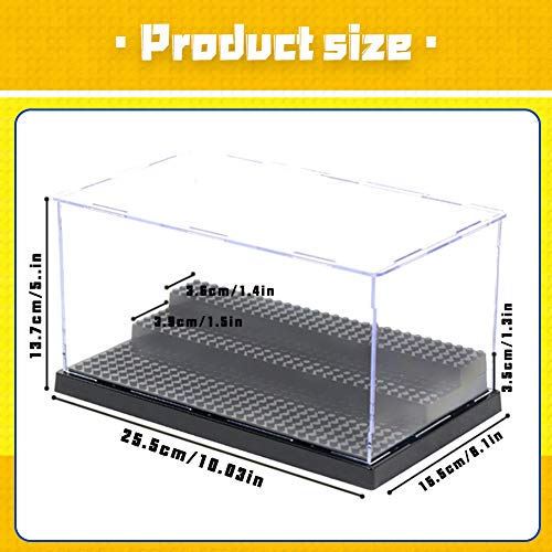 MIMIEYES Estuche de Acrílico Caja de Presentación (10 x 5.7 x 5.3 Inches) Perspex Polvo Proof Show Case Base para Lego Minifigures Brick Building Block (Negro)