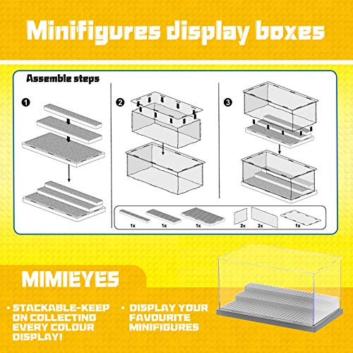 MIMIEYES Estuche de Muestra Caja de Presentación para Lego Minifigures Claro Escaparate A Prueba de Polvo 3 Pasos (Gris)