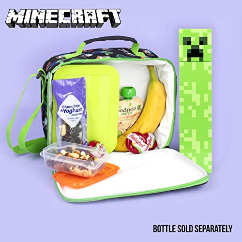 Minecraft - Botella de Agua de Minecraft - Botella de Agua con Diseño del Creeper Verde Pixelado de Minecraft - Botellas de Agua para Niños, Botella de Agua Reusable - 650 ml - Mercancía de Minecraft