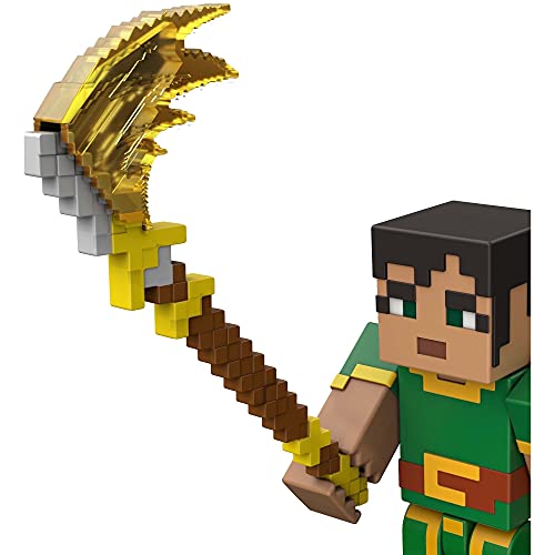 Minecraft Dungeons Figura de batalla coleccionable de 3.25 pulgadas y accesorios, basado en videojuegos, regalo de historias imaginativas para niños y niñas de 6 años en adelante