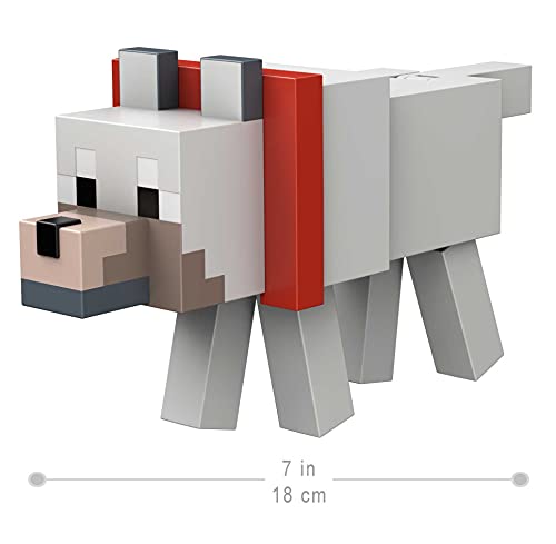 Minecraft Dungeons Lobo Figura de fusión, cofre con juguete con accesorios, regalo para niños +6 años (Mattel GVV16)