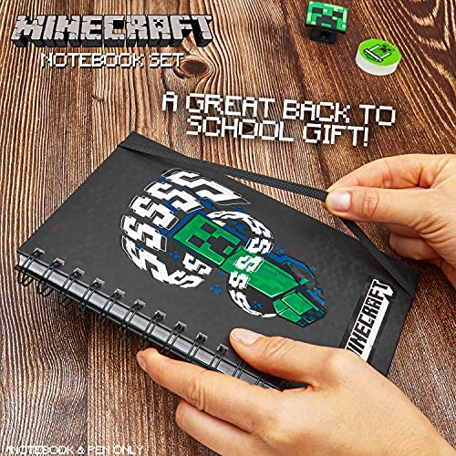 Minecraft Pack Cuaderno A5 y Boli 6 colores, Material Escolar, Regalos Cumpleaños de Niños para Colegio