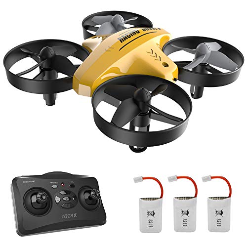 Mini Dron para niños, función de Hovering, modo sin cabeza, rotación de 360°, descuello/encendido con un botón, velocidad ajustable, protecciones a 360°, apto para niños y principiantes (yellow)