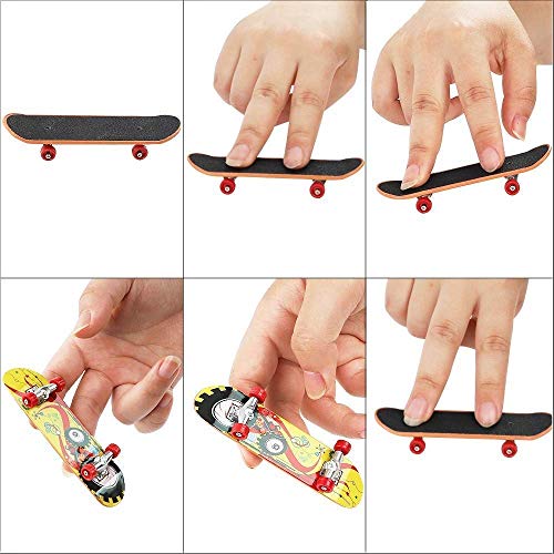 Mini Fingerboard, 6PCS Finger Skateboard Mini Finger Skate Tableros de Dedos Skatepark para Niños Juguete Regalo de Cumpleaños Favores de Fiesta (Patrón Al Azar)