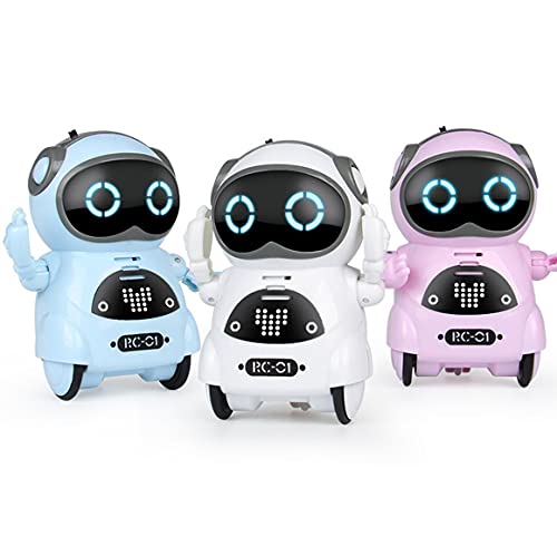 Mini Robot de Bolsillo Inteligente de Voz Multifuncional eléctrico Educación temprana Historia interactiva Robote Story Robot (Rosa)