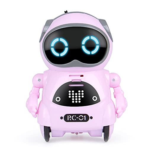 Mini Robot de Bolsillo Inteligente de Voz Multifuncional eléctrico Educación temprana Historia interactiva Robote Story Robot (Rosa)