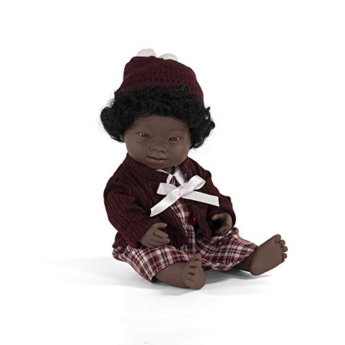 Miniland – Muñeca bebé Africana Niña Síndrome de Down. Vinilo Suave de 38cm. Rasgos étnicos y sexuado para el Aprendizaje de la Diversidad. Ligero y Agradable Perfume. Colección de Diferentes etnia