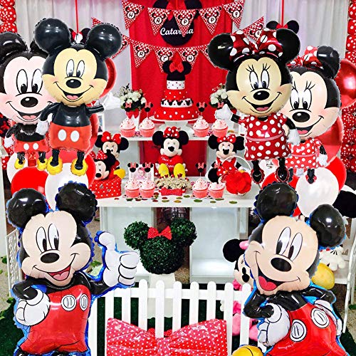 Minnie Mouse Globos, 6PCS Globos paraFiesta Temática de Mickey Mouse Artículos de Fiesta de Mickey y Minnie para Primer Cumpleaños