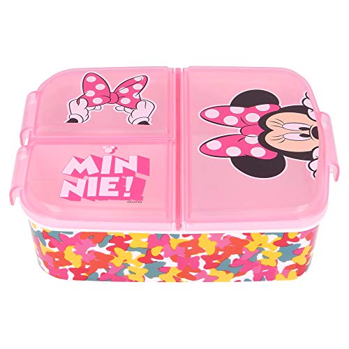 MINNIE MOUSE| Sandwichera con 3 compartimentos para niños - Fiambrera Infantil para colegio - lonchera para niños