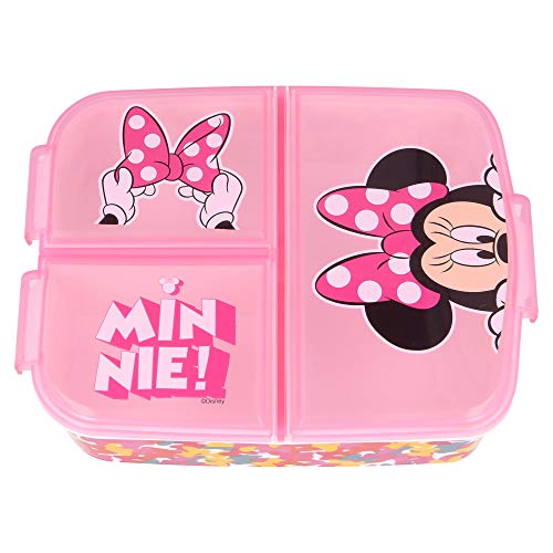 MINNIE MOUSE| Sandwichera con 3 compartimentos para niños - Fiambrera Infantil para colegio - lonchera para niños