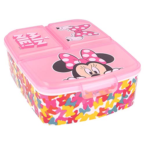 MINNIE MOUSE| Sandwichera con 3 compartimentos para niños - Fiambrera Infantil para colegio - lonchera para niños