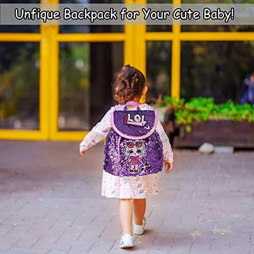 Miotlsy L O L Surprise Mochila para Niñas,Mochila para Niños De Dibujos Animados Lentejuelas 3D Suave Mochila,Aplicar Para Bolso Bebe Guarderia Preescolar Para 4-6 Años（Rosado）