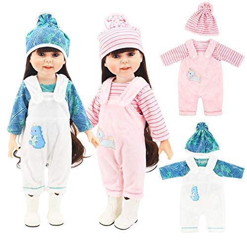 Miotlsy Ropa de Muñecas 2 Conjunto Ropa de Muñecas para New Born Baby Doll Unicornio Trajes 18 "Ropa de Muñecas para Bebés (Rosa, Verde Blanco)