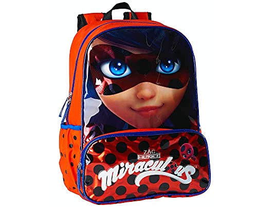 Miraculous Ladybug Mochila para Niña, Mochila Escolar Grande, Bolsa de Viaje Infantil, Incluye Auriculares, Regalo para Niñas