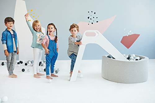 MISIOO Smart Piscina de Bolas 90 x 30 cm Redonda para Niños Pequeños (Gris Claro: Plateado-nacarado-Rosa claro/150 Bolas)