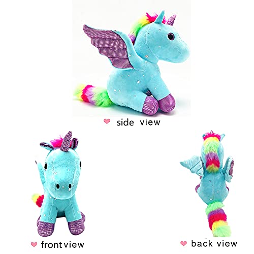 Mislaxy Unicornio de peluche de peluche Dazzle, regalo para niñas a partir de 3 años, azul, 23 cm