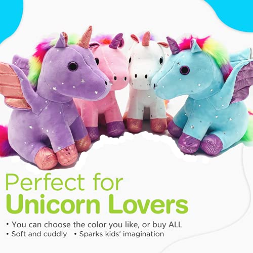 Mislaxy Unicornio de peluche de peluche Dazzle, regalo para niñas a partir de 3 años, azul, 23 cm