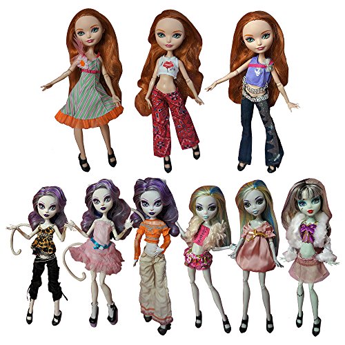 Miunana 10 Conjuntos Ropas Casual Fashionista Falda Vestidos de Fiesta para Monster High Monstruo Alto Muñeca Doll - Estilo al Azar