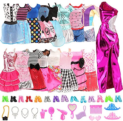 Miunana 10 Piezas Vestido Fashion Falda Mini Fiesta Ropas Casual + 10 Zapatos + 10 Accesorios + como Regalo para 11.5 Pulgadas 28 -30 CM Muñeca