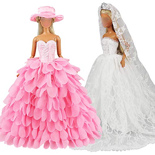 Miunana 2X Trajes de Vestidos Novia Princesa Juegos Ropa Vestir Nupcial Ropa Fiesta Boda para Regalo de 11.5 Pulgadas 28 - 30 CM Muñeca