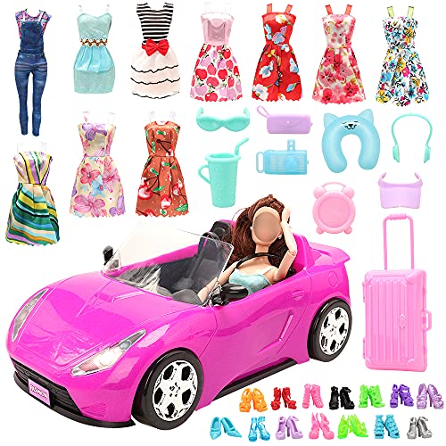 Miunana 30 Piezas para 11.5 Pulgadas 28 -30 CM Muñecas : Vehículo Coche + 10 Vestidos Ropas + 10 Accessorios + 10 PCS Zapatos