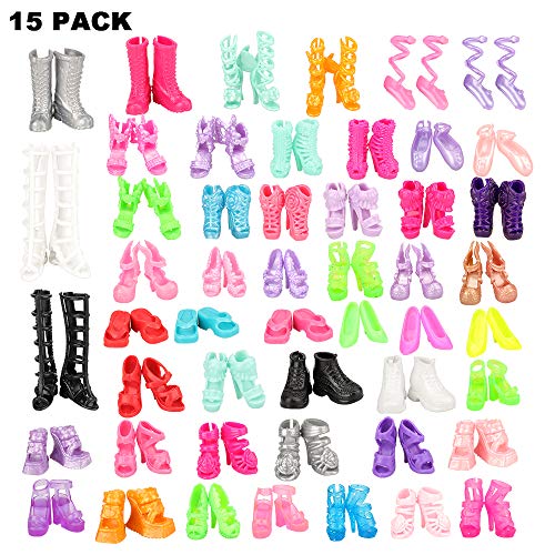 Miunana 60 Accesorios para 11.5 Pulgadas 28 -30 CM Muñecas (Estilos Aleatorios) = 15 Ropas Vestidos + 15 PCS Zapatos + 15 Muletas + 15 Bolsa