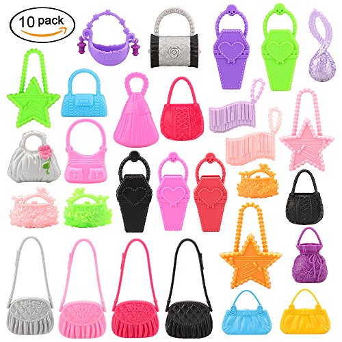 Miunana 75x = 5 Vestidos + +10 Zapatos + 10 Bolsas + 10 Perchas + 40 Accesorios Fashion para 11.5 Pulgadas 28 -30 CM Muñeca