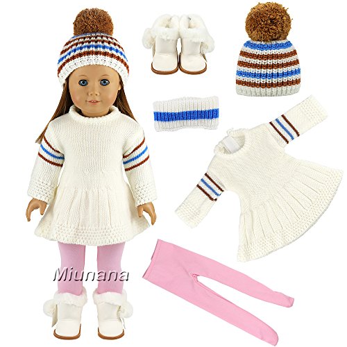 Miunana Ropas Vestidos para 16-18 Pulgadas Muñeca 42-46 cm American Girl Dolls (Vestido + Sombrero + Zapatos)