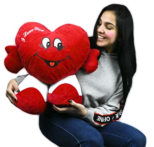 ML Peluche Corazon enaorado Regalo para el Dia de los Enamorados Corazón de Peluche, con pies. Te Quiero. de Altura 45 cms. Tiene un Mensaje de 'I Love You'