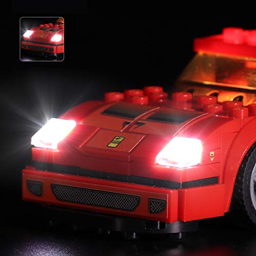 MNVOA Conjunto De Luces para (Speed Champions Ferrari F40) Modelo De Construcción De Bloques - Kit De Luz LED Compatible con Lego 75890(NO Incluido En El Modelo)